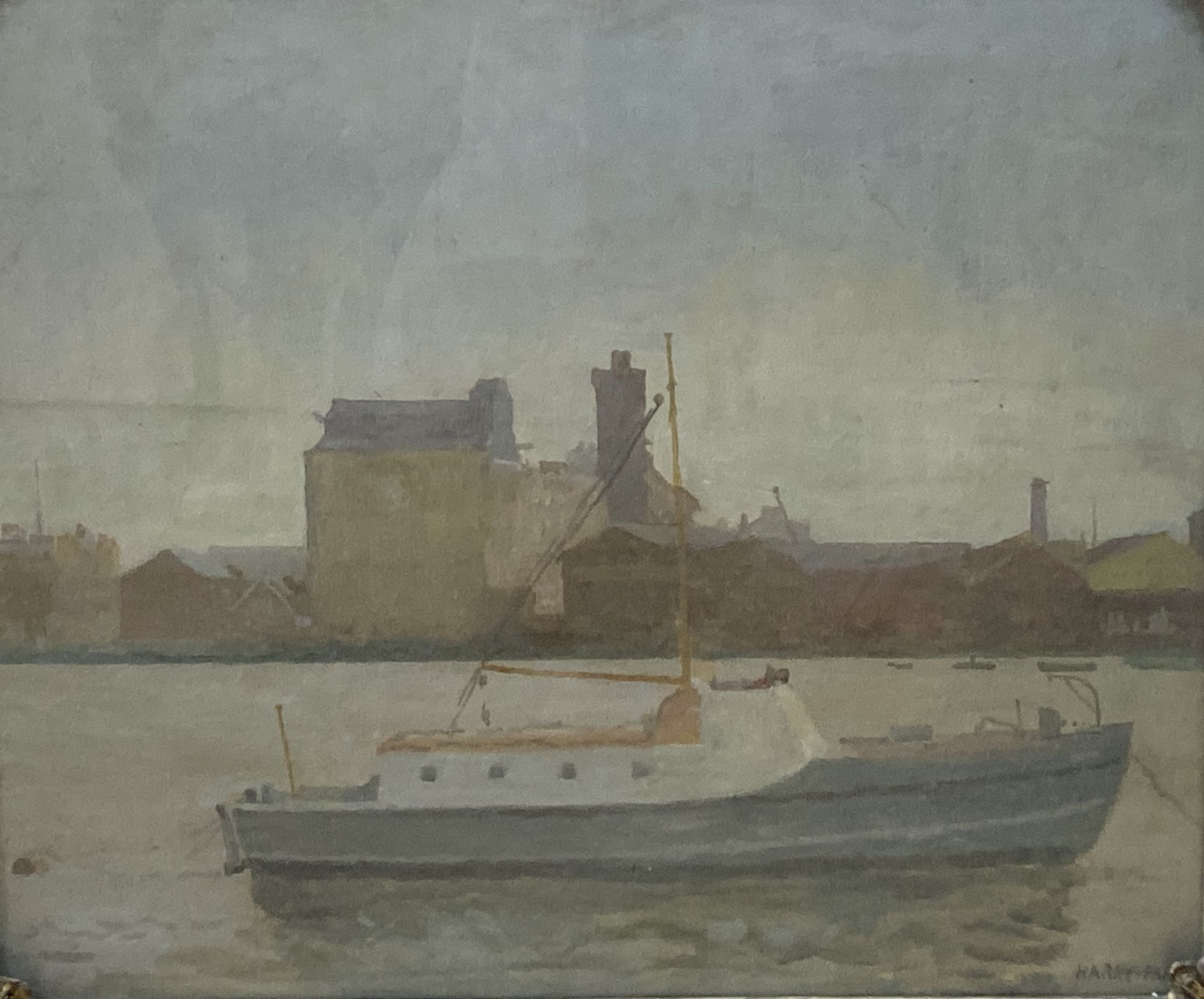 Harry Parr (1882-c1996), The Thames, Chelsea, signed, oil on board, Chelsea Art Society label verso, 25 x 30cm